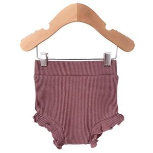 SpearmintLOVE Organic Waffle Ruffle Bloomer Winterberry Mauve 3-6m Diaper Cover